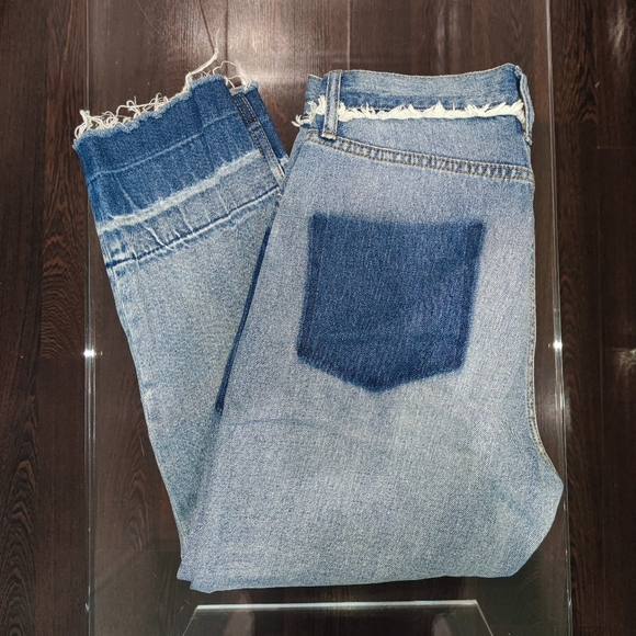 Patchwork Japanese High waisted Cropped Fringe Jeans - Picture 5 of 8